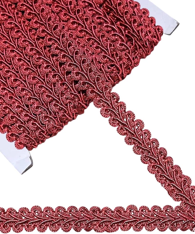 MSCFTFB 14 Yards Gimp Braid Trim,1/2 inch Gift Wrap Ribbon, Woven Fabric Lace Trim for Upholstery Costume Curtain,Lamp,Jewelry,Decorative Embellishment for Sewing Craft (Burgundy) - Image 1